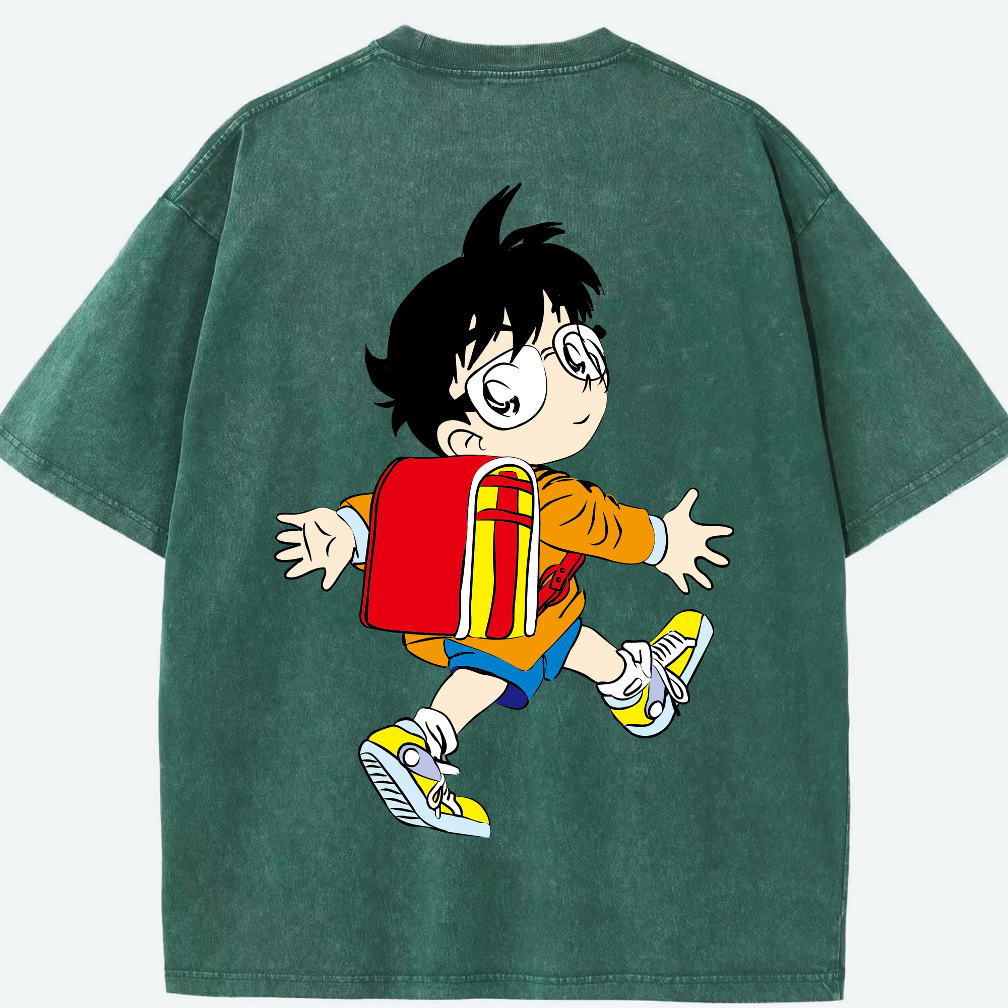（画像用） 名探偵コナン 江戸川 コナン Detective Conan Conan Edogawa 綿100% ヴィンテージ風 半袖Tシャツ（背面プリント）